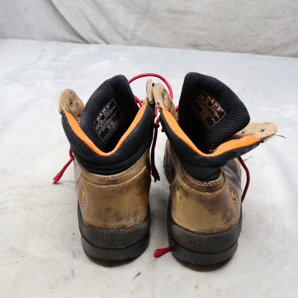 Hawx Mens 9D Work Boots Brown Leather Rugged Utility Lace Up Composite Toe WTL-5